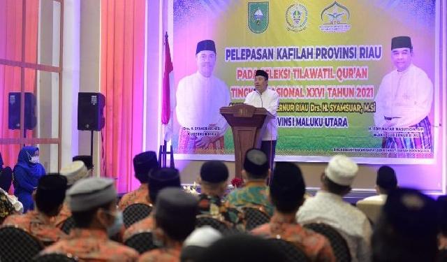Gubernur Riau Lepas 20 Orang Kafilah Ikuti STQ-N ke XXVI di Malut