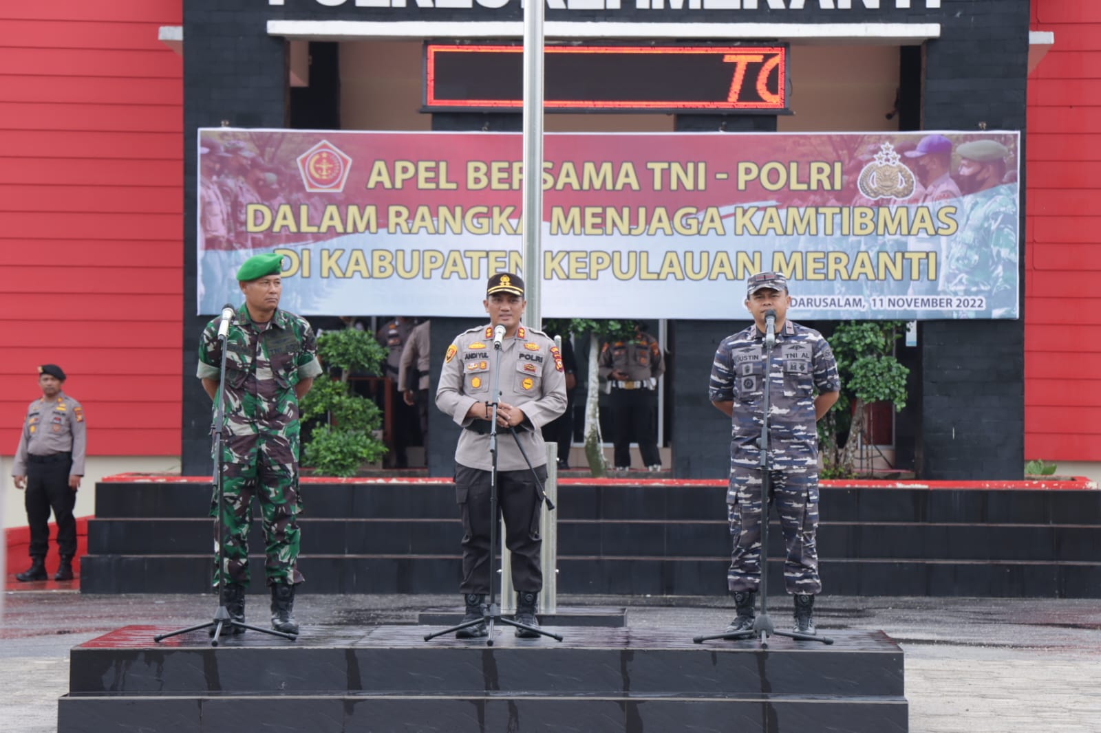 TNI POLRI Gelar Apel Sinergitas Kamtibmas di Mapolres Kepulauan Meranti