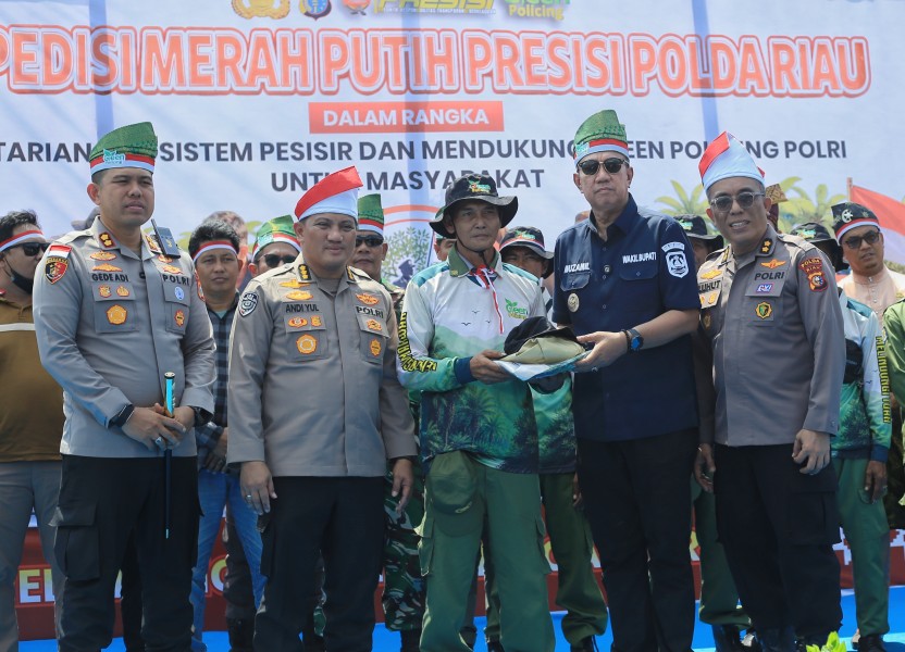 Wabup Muzamil Sambut Ekspedisi Merah Putih Presisi Polda Riau