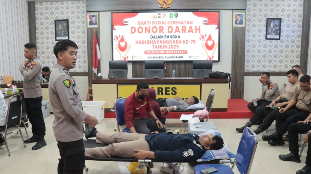 Sambut Hari Bhayangkara ke 79, Polres Kepulauan Meranti Gelar Donor Darah