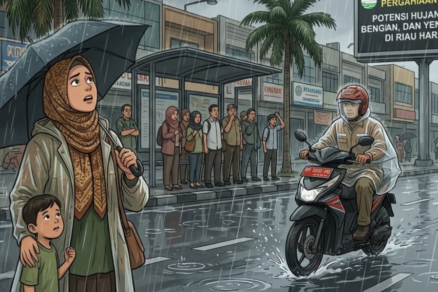 Hujan Deras Guyur Riau, Warga Berharap Kabut Asap Segera Hilang