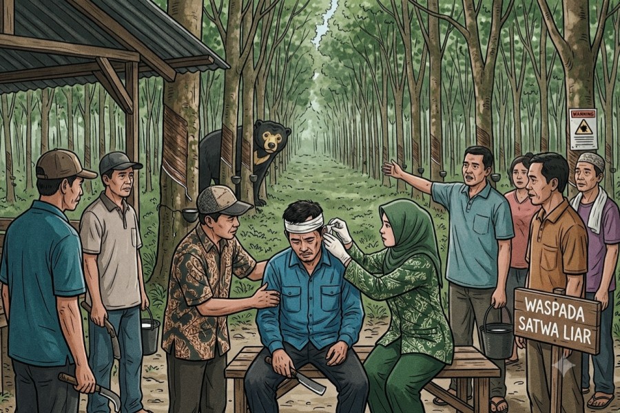 Petani Karet di Pelalawan Mengalami Luka Serius Usai Diserang Beruang Liar