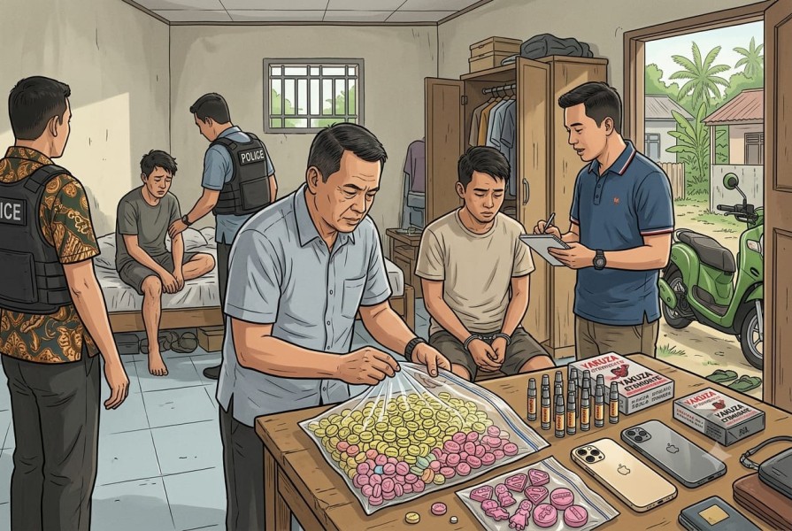 Polres Dumai Gagalkan Peredaran 1.365 Pil Ekstasi dan 12 Cartridge
