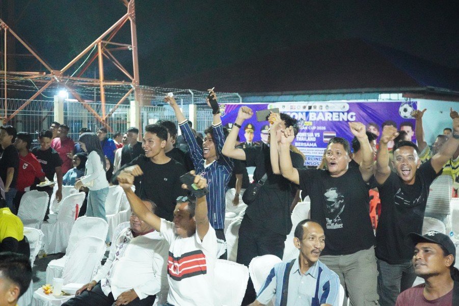 Nobar Final FIFA ASEAN Cup 2026 di Meranti, Warga Larut dalam Euforia Kemenangan Indonesia