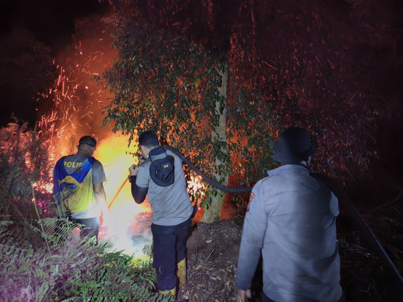 6 Malam Tidur di Lokasi Karhutla, Kapolres Meranti AKBP Gede Adi Padamkan Api Hingga Dini Hari