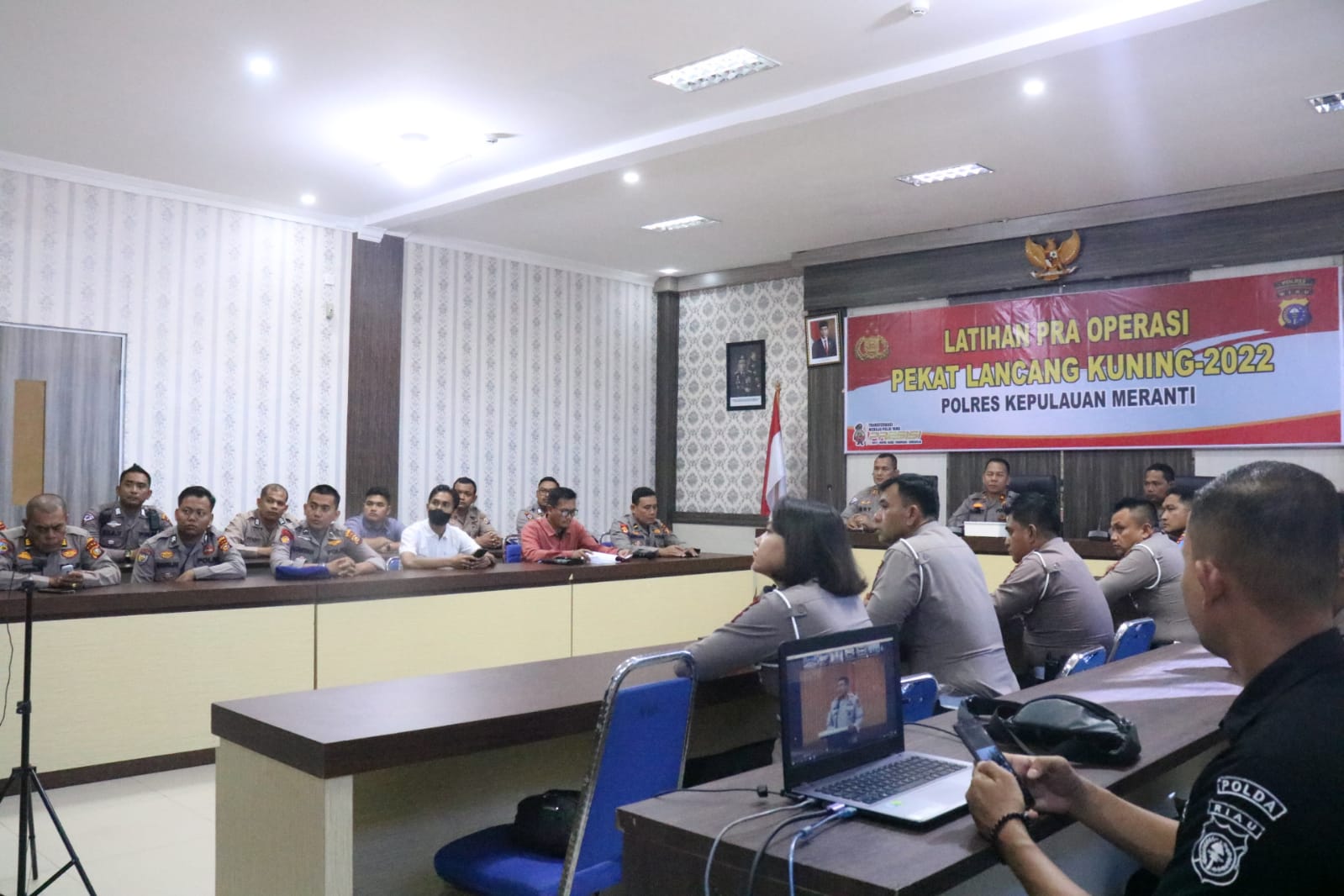 Polres Meranti Ikuti Latpra Ops Pekat Lancang Kuning-2022 Secara Virtual dari Polda Riau