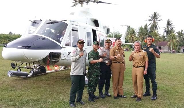 Kepala BPBD Riau dan Wabup Meranti Pantau Hot Spot Lewat Udara