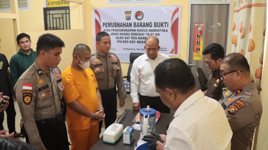 Polres Meranti Gelar Press Release Pemusnahan Barang Bukti Narkotika Jenis Sabu 78,87 Gram