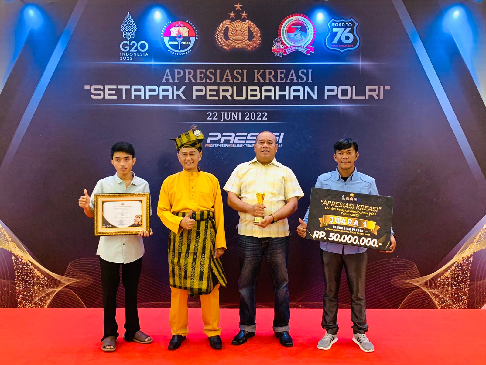 Gelaran Kreasi Setapak Perubahan Polri, Riau Juara I Kategori Lomba Film Pendek