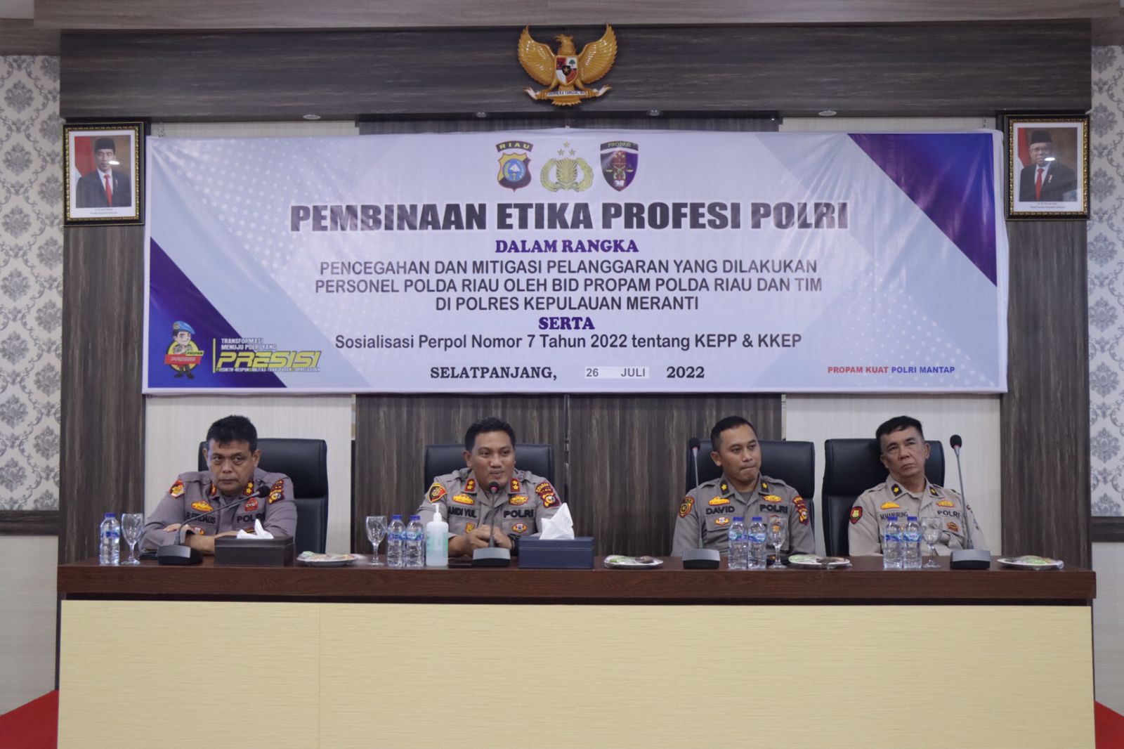 Kapolres Kepulauan Meranti Buka Sosialisasi Pembinaan Etika Profesi oleh Bid Propam Polda Riau