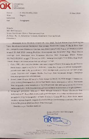 Tanggapi Surat FTR Soal Yan Prana Jaya Jadi Komut BRK, OJK Sarankan Surati Pemegang Saham