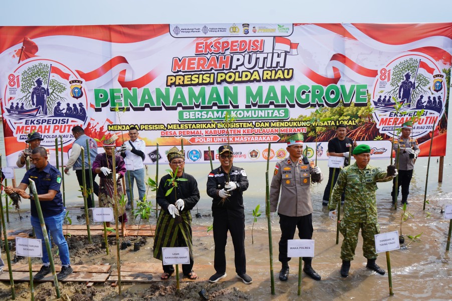 Ekspedisi Merah Putih Presisi Polda Riau Usung Semangat Jaga Lingkungan Pulau Terluar