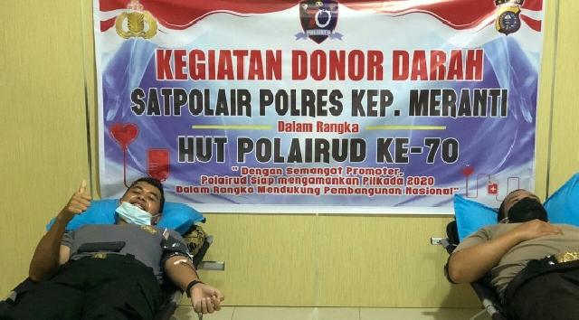 Polisi Air Polres Kepulauan Meranti Donorkan 25 Kantong Darah